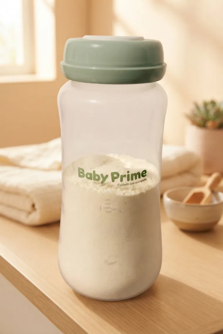 Biberón Baby Prime con fórmula en polvo y tapa plana